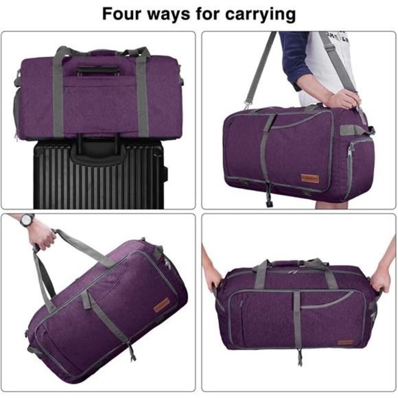 FOLDABLE Weekender Bag with Shoes Compartment Indigo - Picture 4 of 6